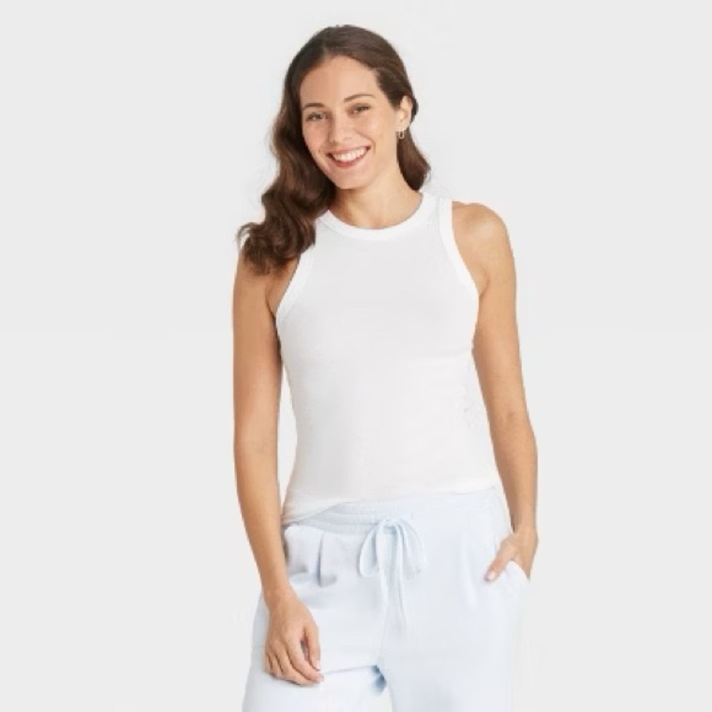a new day White Ribbed Crewneck Tank